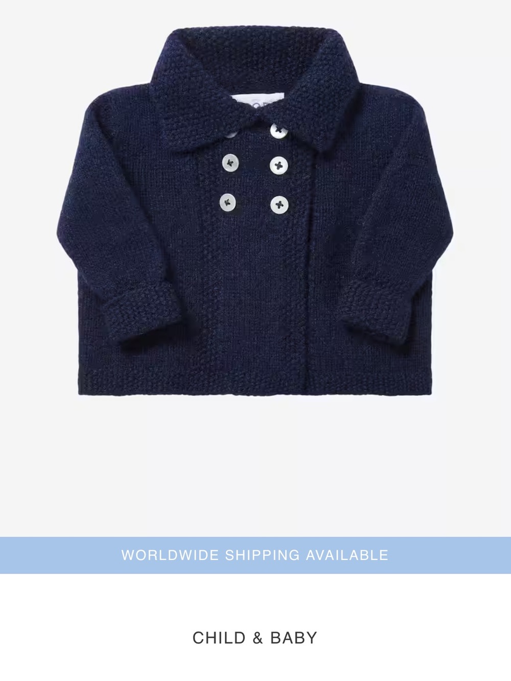 Cashmere Hand Knit Vintage Coat - Navy